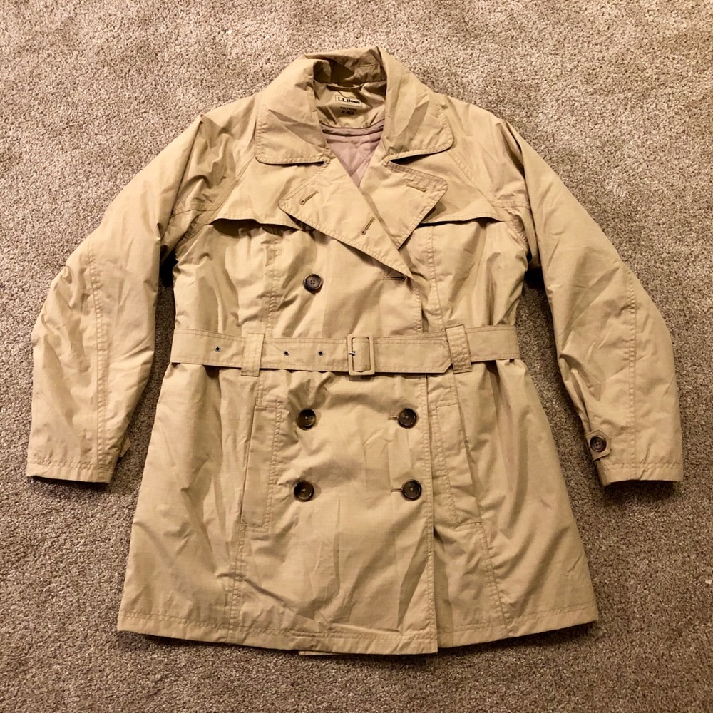 L.L. Bean Light Tan Primaloft insulated Trench Coat Size M